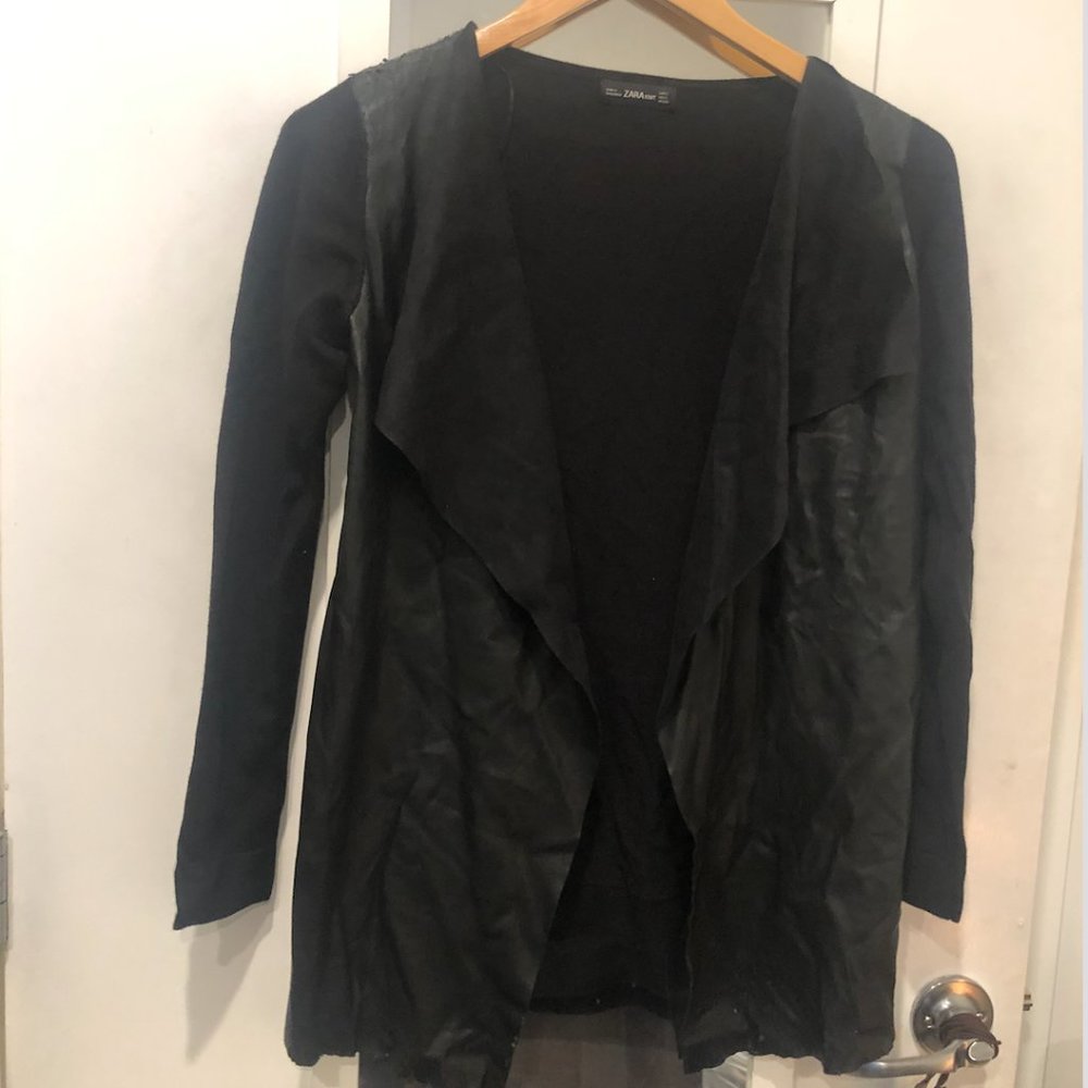 Zara Leather and Cotton Cardigan